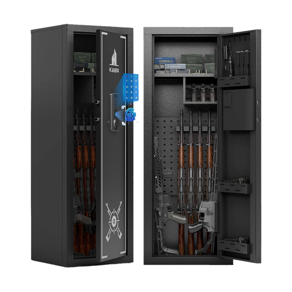 KAER Biometric Gun Safe Rifle,Gun Safes for Rifles and Pistols Holds 14-15 Firearms with Adjustable Racks & Pistol Storage,Fingerprint Keypad Lock Gun Cabinet for Home Home & Hunting for Enthusiasts
