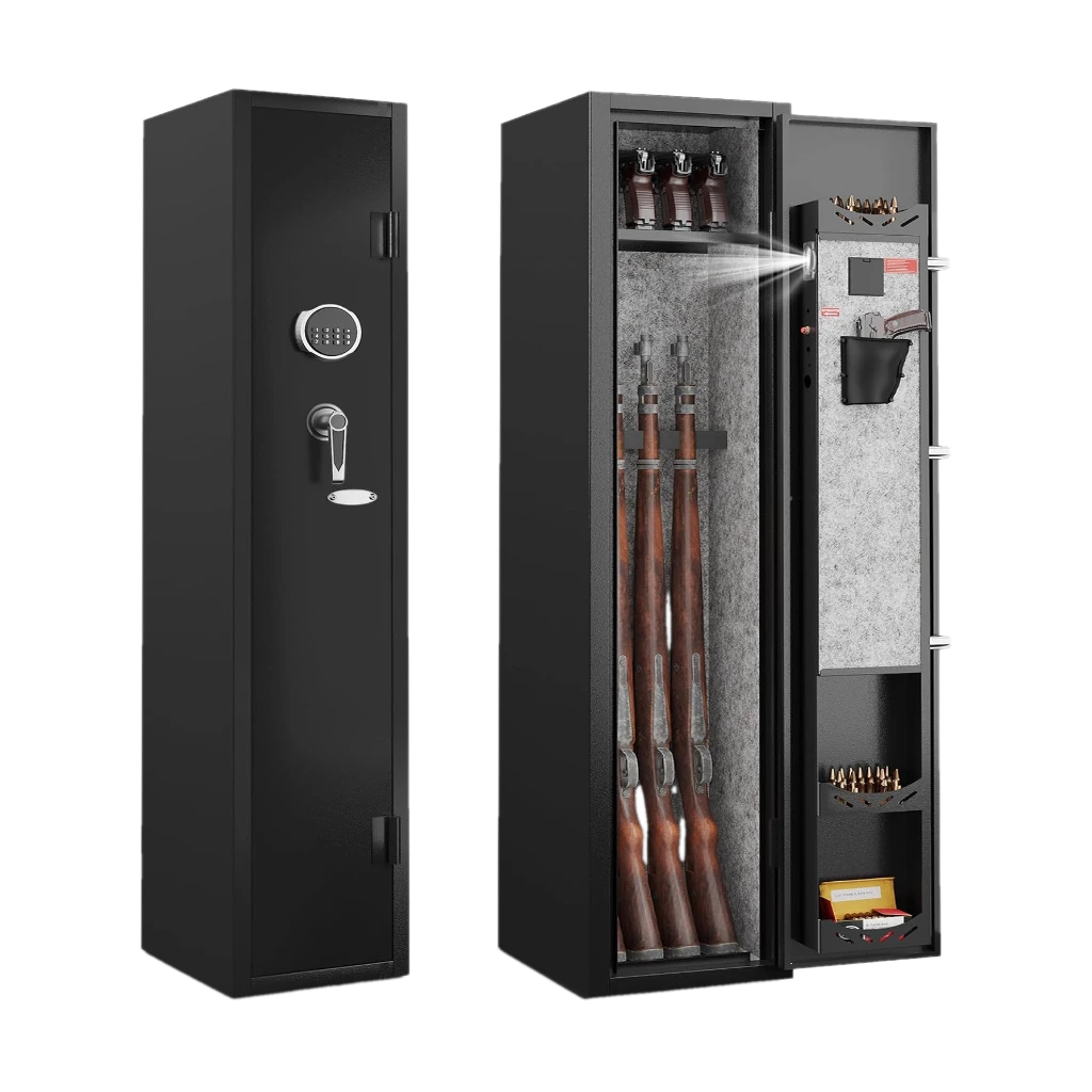 KAER 2-3 Gun Safe,Rifle Safe,Gun Safe for Rifles and Pistols,Gun Cabinet for Shotguns,Long Gun Cabinet for Shotguns with Removable Storage Shelf,LED Light,Quick Access Rifle Safes,Adjustable Shelves
