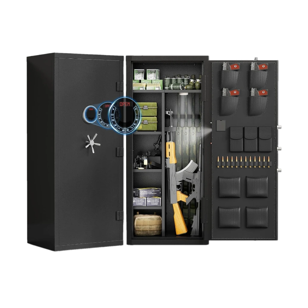 20-25 Large Gun Safe, 52" Gun Safe for Rifles and Pistols with Mute Function & Dual Alarm, Unassembled Gun Cabinet for Home and Shotguns with LCD Keypad & Gun Rack
